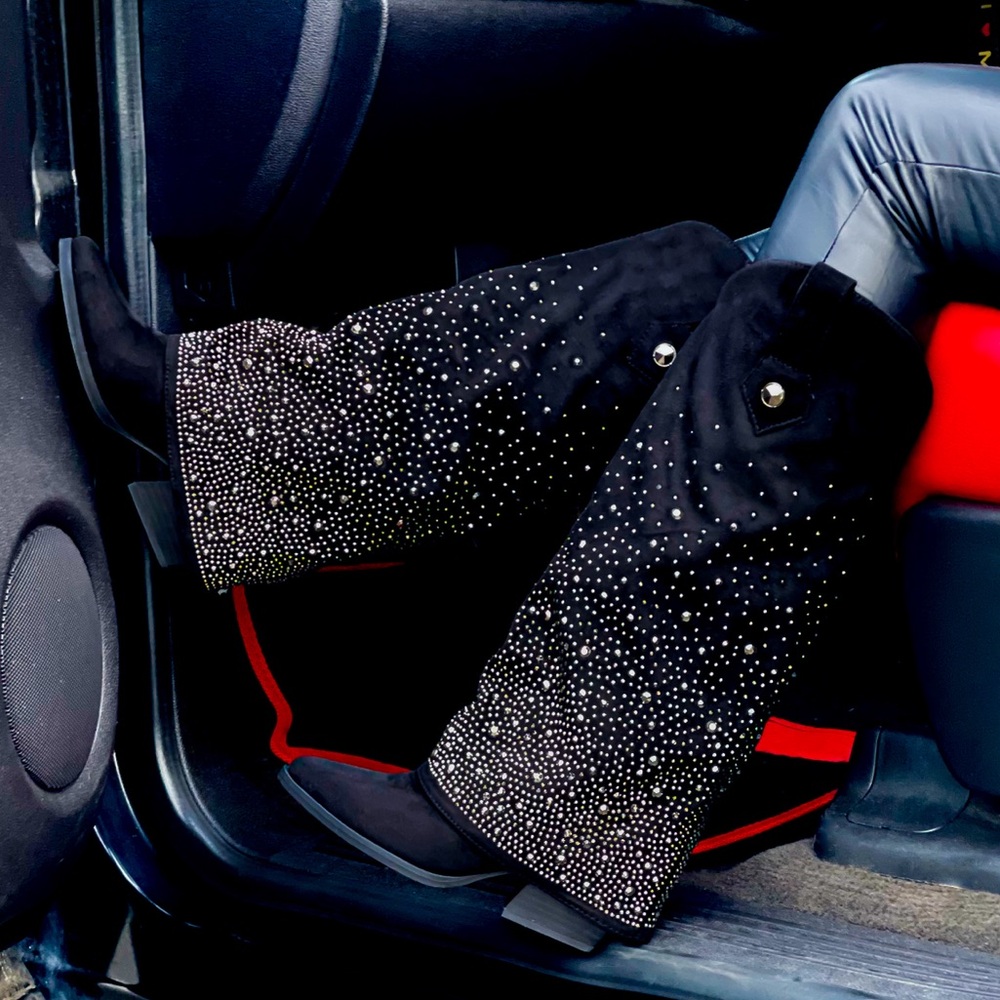 Black studded cowgirl boots